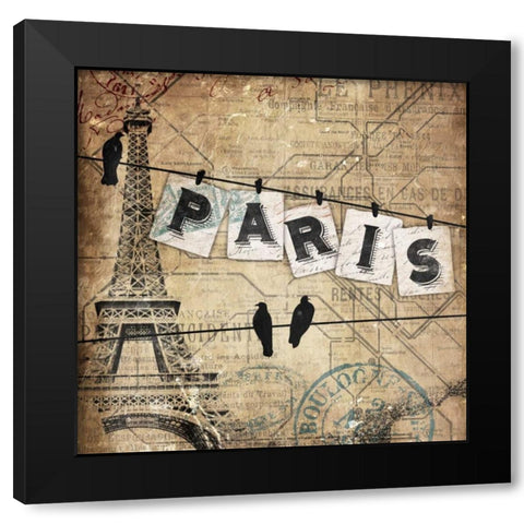 Paris On The Line Black Modern Wood Framed Art Print by Grey, Jace