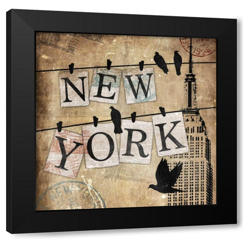 New York On The Line Black Modern Wood Framed Art Print by Grey, Jace