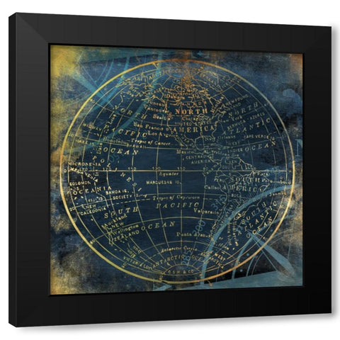 Golden Blue World Side A Black Modern Wood Framed Art Print by Grey, Jace