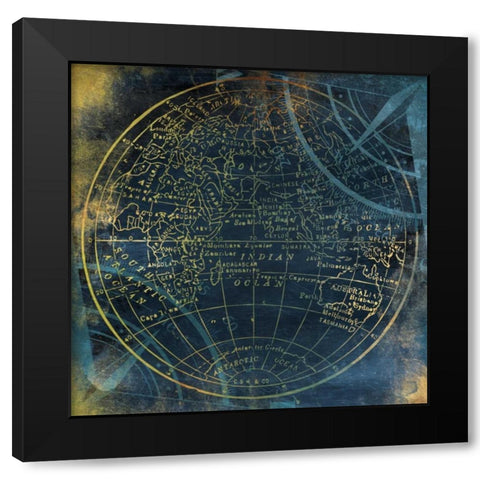 Golden Blue World Side B Black Modern Wood Framed Art Print by Grey, Jace