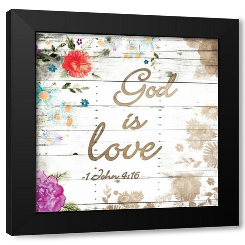 God Is Love Black Modern Wood Framed Art Print with Double Matting by Grey, Jace