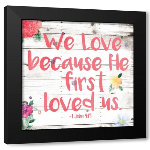 We Love Black Modern Wood Framed Art Print with Double Matting by Grey, Jace