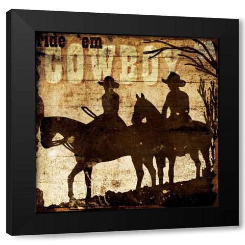 Ridem Cowboy Black Modern Wood Framed Art Print with Double Matting by Grey, Jace