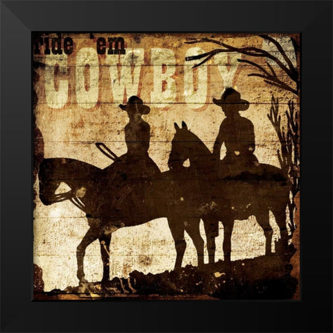 Ridem Cowboy Black Modern Wood Framed Art Print by Grey, Jace