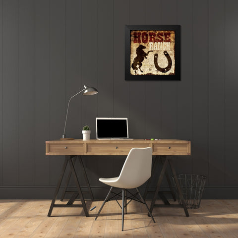Horse Ranch Black Modern Wood Framed Art Print by Grey, Jace