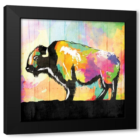 Colorful Buffalo Black Modern Wood Framed Art Print with Double Matting by Grey, Jace