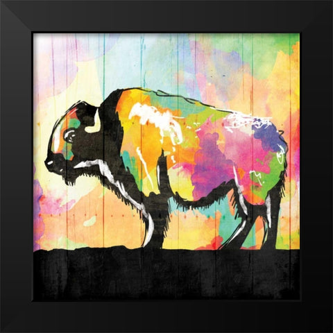 Colorful Buffalo Black Modern Wood Framed Art Print by Grey, Jace