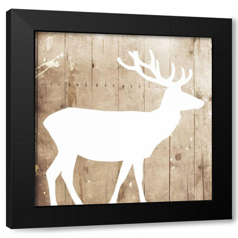 White On Wood Deer Black Modern Wood Framed Art Print by Grey, Jace