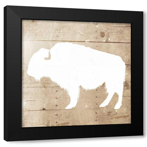White On Wood Buffalo Black Modern Wood Framed Art Print with Double Matting by Grey, Jace