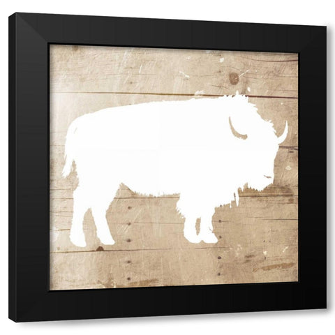 White On Wood Buffalo Mate Black Modern Wood Framed Art Print by Grey, Jace
