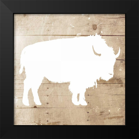White On Wood Buffalo Mate Black Modern Wood Framed Art Print by Grey, Jace