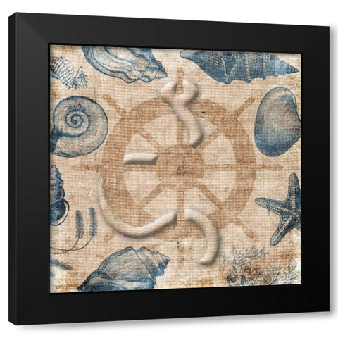 Steering Wheel Cream Black Modern Wood Framed Art Print with Double Matting by Grey, Jace