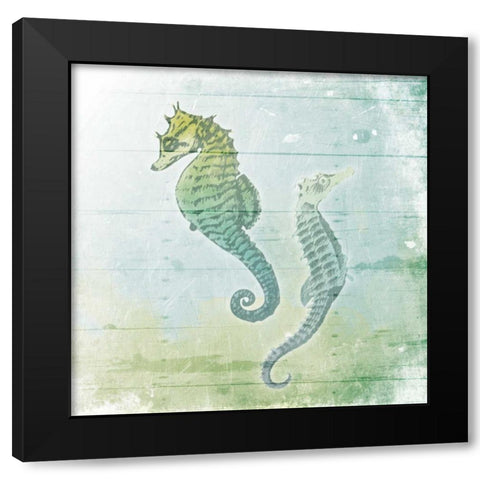Sea Foam Seahorse Black Modern Wood Framed Art Print with Double Matting by Grey, Jace
