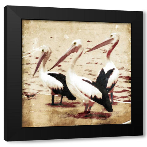 Birds At Sea Black Modern Wood Framed Art Print with Double Matting by Grey, Jace
