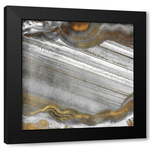 Gold Grey Flow Black Modern Wood Framed Art Print with Double Matting by Grey, Jace