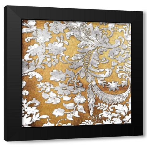 Silver Floral Stamp Two Black Modern Wood Framed Art Print with Double Matting by Grey, Jace
