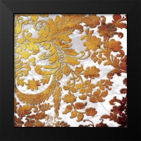 Gold Floral Stamp Two Black Modern Wood Framed Art Print by Grey, Jace