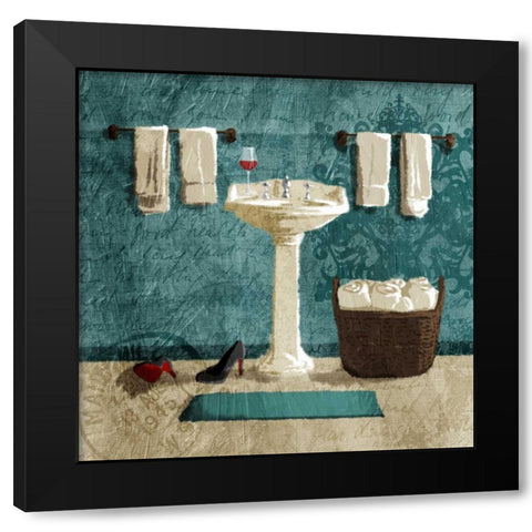 Teal Drink And Heals Black Modern Wood Framed Art Print with Double Matting by Grey, Jace