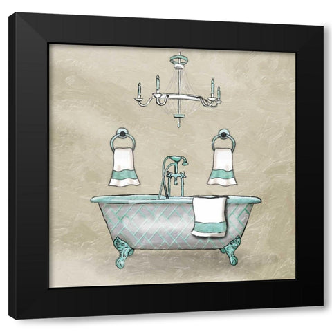 Teal Calm Bath Black Modern Wood Framed Art Print with Double Matting by Grey, Jace