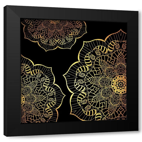 Golden Clean Floral Black Modern Wood Framed Art Print with Double Matting by Grey, Jace