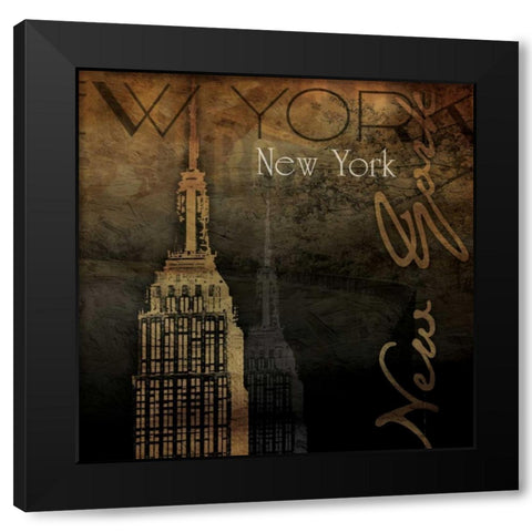 NY NY NY Black Modern Wood Framed Art Print with Double Matting by Grey, Jace