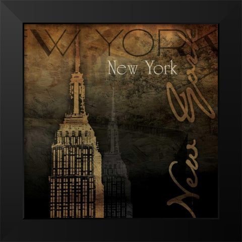 NY NY NY Black Modern Wood Framed Art Print by Grey, Jace