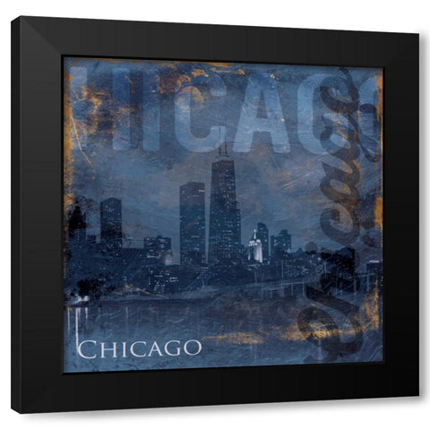 Chicago Black Modern Wood Framed Art Print with Double Matting by Grey, Jace