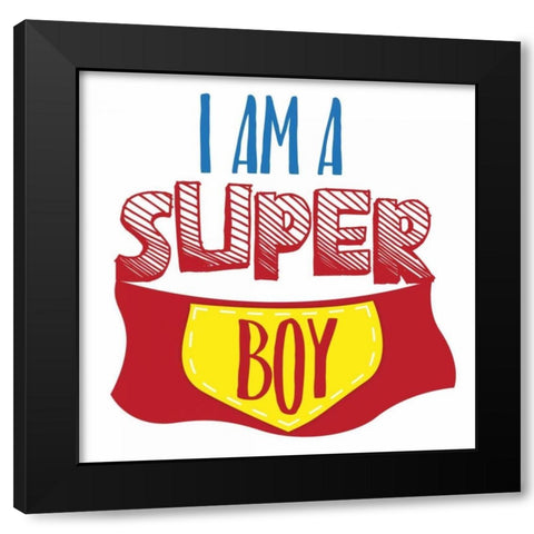 Super Boy Black Modern Wood Framed Art Print by Grey, Jace