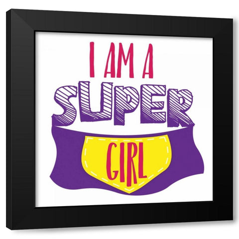 Super Girl Black Modern Wood Framed Art Print with Double Matting by Grey, Jace