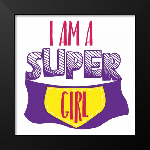 Super Girl Black Modern Wood Framed Art Print by Grey, Jace