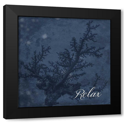 Blue Water Coral Relax Black Modern Wood Framed Art Print with Double Matting by Grey, Jace