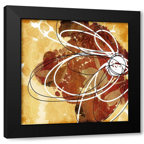 Flower Scribble Black Modern Wood Framed Art Print with Double Matting by Grey, Jace