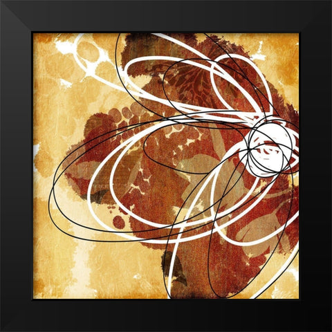 Flower Scribble Black Modern Wood Framed Art Print by Grey, Jace