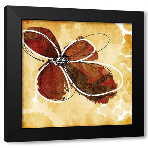 Flower Scribble Mate Black Modern Wood Framed Art Print with Double Matting by Grey, Jace