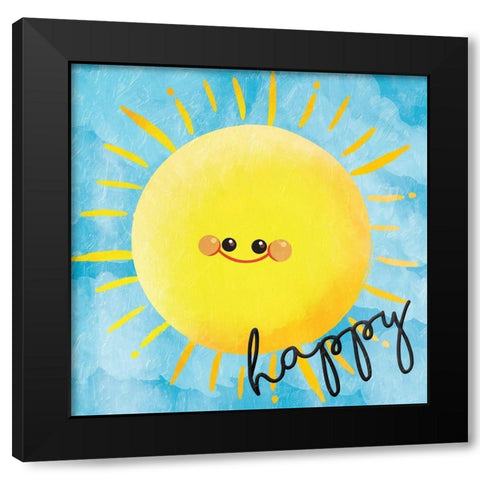 Happy Black Modern Wood Framed Art Print with Double Matting by Grey, Jace