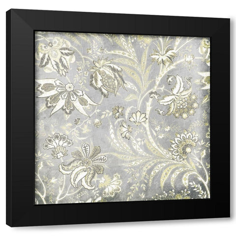 Grey Flower Pattern Black Modern Wood Framed Art Print by Grey, Jace