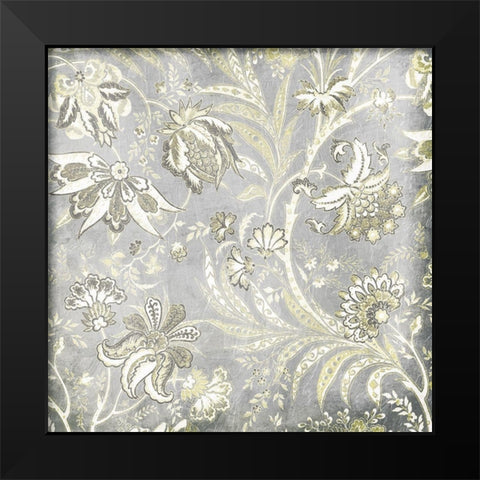 Grey Flower Pattern Black Modern Wood Framed Art Print by Grey, Jace