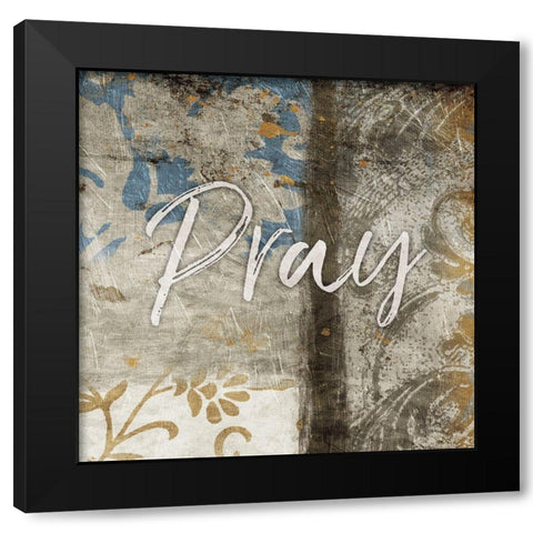 Pray Blue Black Modern Wood Framed Art Print with Double Matting by Grey, Jace