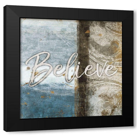 Believe Blue Black Modern Wood Framed Art Print with Double Matting by Grey, Jace