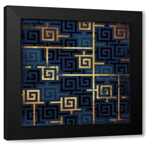 Blue Gold Keys Black Modern Wood Framed Art Print with Double Matting by Grey, Jace