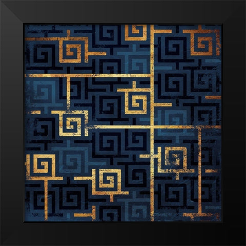 Blue Gold Keys Black Modern Wood Framed Art Print by Grey, Jace