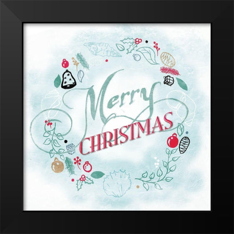 Coastal Christmas Wreath Black Modern Wood Framed Art Print by Grey, Jace
