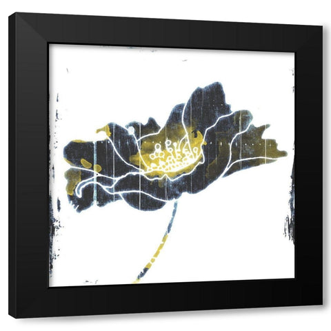 Flower With Blue Yellow Black Modern Wood Framed Art Print by Grey, Jave