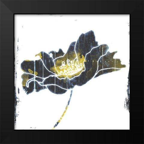 Flower With Blue Yellow Black Modern Wood Framed Art Print by Grey, Jave