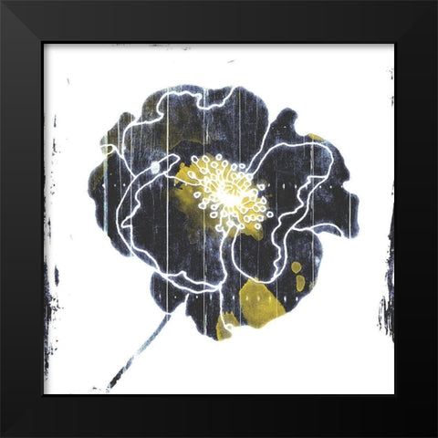 Flower With Blue Yellow Mate Black Modern Wood Framed Art Print by Grey, Jave