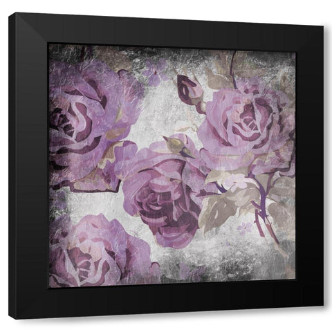 Purple Grey Flowers Black Modern Wood Framed Art Print by Grey, Jace