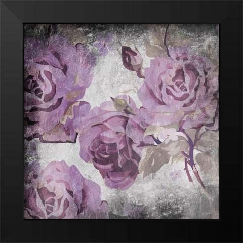 Purple Grey Flowers Black Modern Wood Framed Art Print by Grey, Jace