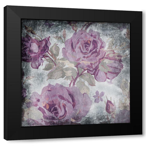 Purple Grey Flowers Mate Black Modern Wood Framed Art Print with Double Matting by Grey, Jace