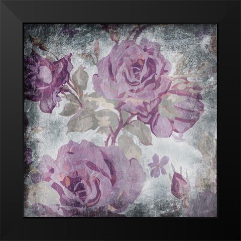 Purple Grey Flowers Mate Black Modern Wood Framed Art Print by Grey, Jace