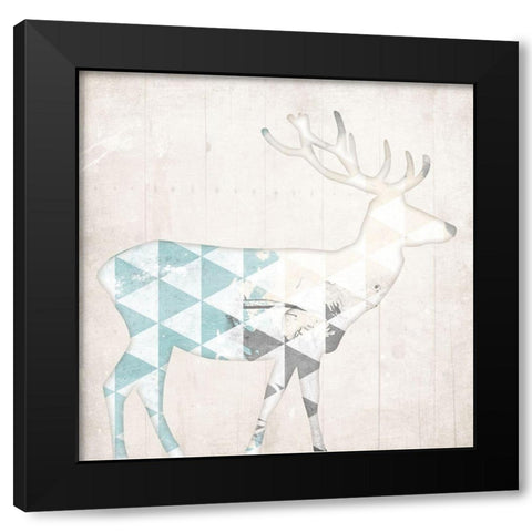 Deer Abstract Black Modern Wood Framed Art Print with Double Matting by Grey, Jace